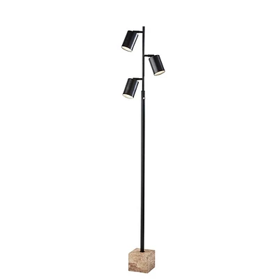 Adesso Rutherford Tree Lamp (Includes LED Light Bulb) Black: Modern 3-Light, Touch Sensor, ETL Listed, Metal Cylinder Shades