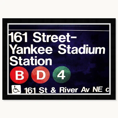 Wynwood Studio 21x15 Yankee Stadium Wall Art Black Frame: Modern Canvas, Sports Theme, Wood Composite Frame