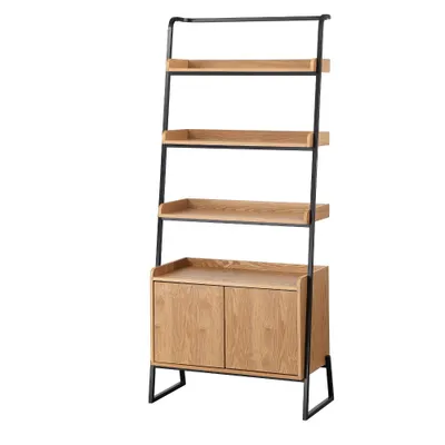 73 Estanier Ladder Shelf with Cabinet Natural/Black - Lifestsorey