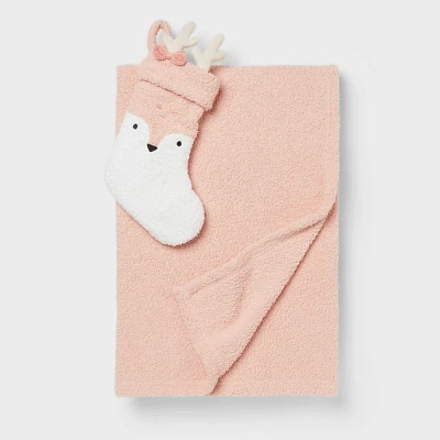 Pink Deer Stocking and Pink Kids Throw Blanket Gift Set - Pillowfort