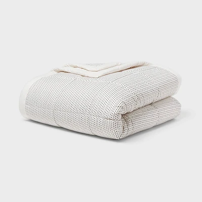 Full/Queen Quilted Down Alternative Bed Blanket Ivory Dash - Room Essentials: Woven, Reversible, STANDARD 100 by OEKO-TEX