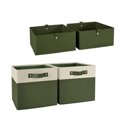 4pc Kids Folding Storage Bin Set Olive Green - RiverRidge Home