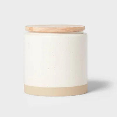 Camwood Collection Medium Stoneware Canister with Wood Lid Cream - Threshold