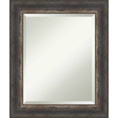 21 x 25 Bark Rustic Char Framed Wall Mirror Brown - Amanti Art: Modern Beveled Glass, Polystyrene Frame, Wall Mount