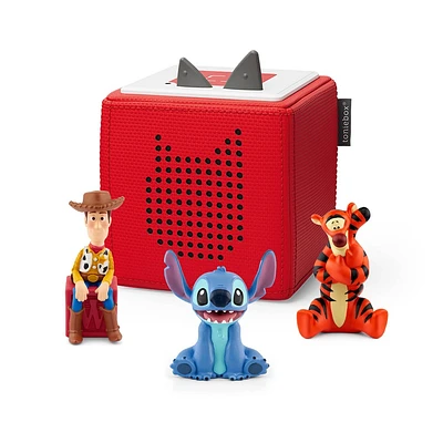 Tonies Disney Tigger, Woody and Stitch Toniebox Audio Player Bundle: Learning System Accessories for Kids, Ages 3-6, Wireless Connectivity