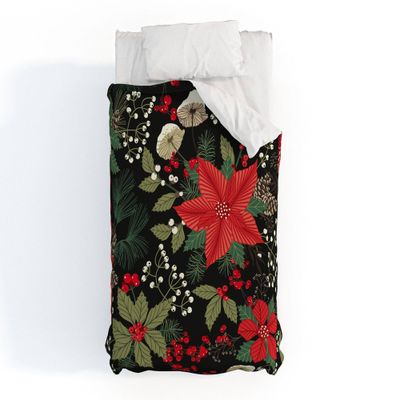 Twin Miracle of Christmas Duvet Set Green/Red - Deny Designs