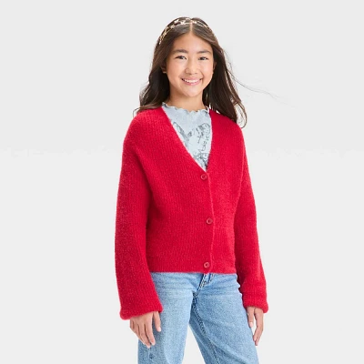 Girls Eyelash Cardigan Sweater