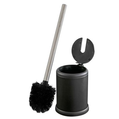 Toilet Brush with Closing Lid Black - Bath Bliss: Iron & Polypropylene, 15.4 Height, Bathroom Accessory