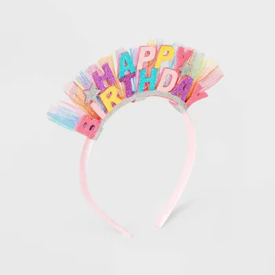 Kids Glitter Happy Birthday Headband with Tulle - Cat & Jack