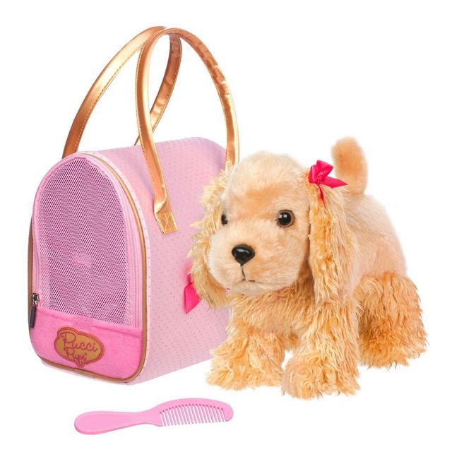 Pucci Pups Golden Dot Glam Bag & Cocker Spaniel Puppy Stuffed Animal