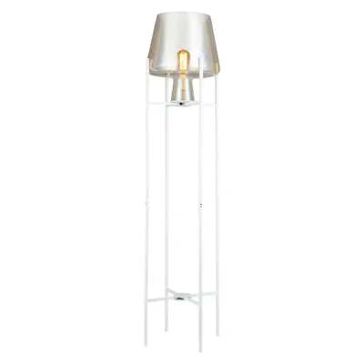 61 Nadia White Metal & Champagne Gold Glass Bowl Floor Lamp with In-line Switch - River of Goods