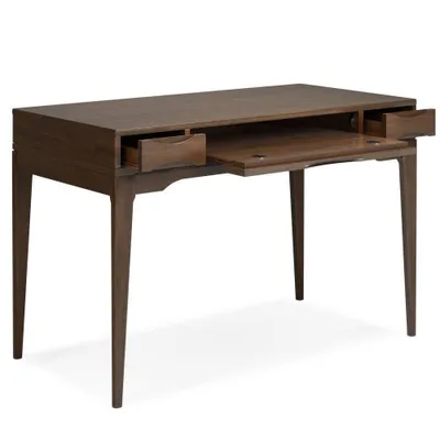 Pearson Small Desk Walnut Brown - WyndenHall: 48 Executive Style, Keyboard Tray, File Cabinet