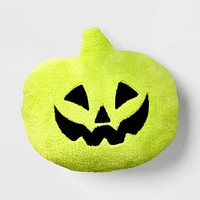 Pumpkin Shaped Halloween Faux Shearling Pillow Green - Hyde & EEK! Boutique: Indoor Decorative, Oval