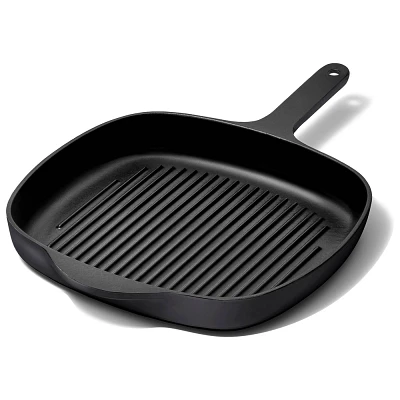 Caraway Home Enameled Cast Iron Grill Pan Charcoal