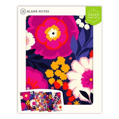 16ct Assorted Blank Note Cards Bright Bloom: Green Inspired Stationery Set with Envelopes, Floral Design, All Occasions