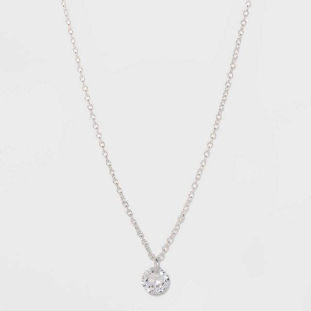Sterling Silver with Floating Cubic Zirconia Pendant Necklace - A New Day Silver
