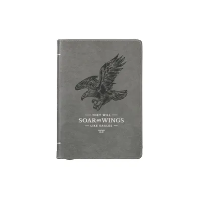 Christian Art Gifts Scripture Journal Gray Wings Like Eagles Isaiah 40:31 Bible Verse Inspirational Faux Leather Notebook, Zipper Closure, 336 Ruled