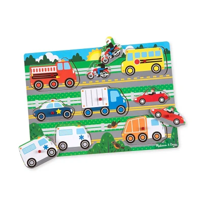 Melissa & Doug Vehicles Wooden Peg Puzzle - 8pc