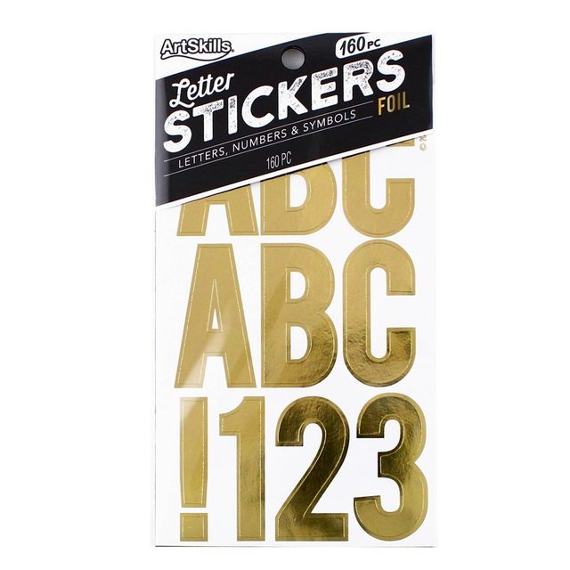 ArtSkills 160ct Peel & Stick Foil Letters/Numbers/Symbols - Gold Metallic: Poster Board Letter Stickers