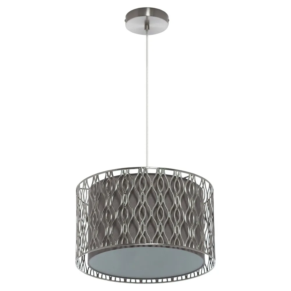 14 Ronan Metal Pendant Light with Fabric Shade - River of Goods: Art Deco, Adjustable Height