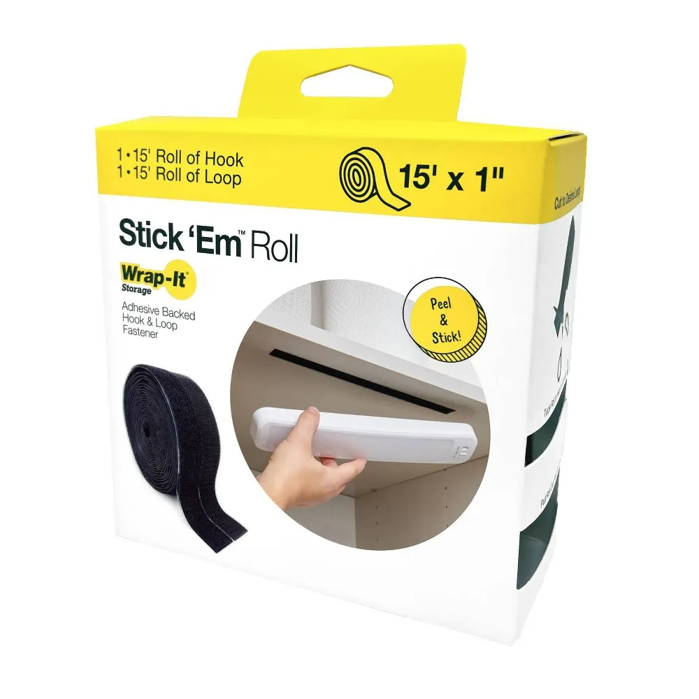 Wrap-It 15 x 1 Stick Em Adhesive Back Hook and Loop Roll | The Market Place