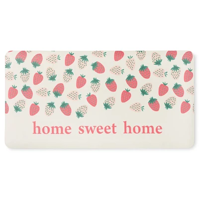 Sur La Table Kitchen Essentials Sweet Home Quirky Strawberries Fruit Kitchen Mat Pink/Green/Cream