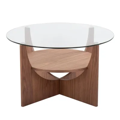 LumiSource U-Shaped Coffee Table : Contemporary Veneer Finish, Fixed Shelf, 50lb Capacity