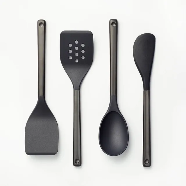 10pc Stainless Steel/Nylon Kitchen Utensil Set Black - Figmint