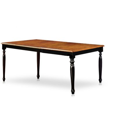 HOMES: Inside + Out Jameson Country Style Extendable Dining Table Black/Oak: Seats 8, Turned Leg