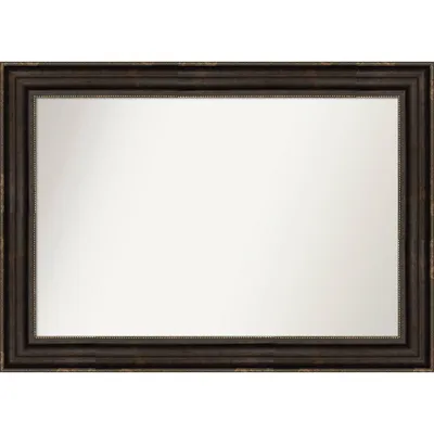 42x30 Non-Beveled Stately Bronze Wall Mirror - Amanti Art: Modern Rectangular, Polystyrene Frame, Wall Mount