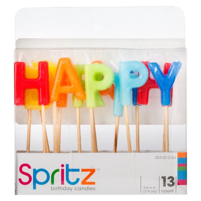 13ct Happy Birthday Pick Birthday Candle - Spritz