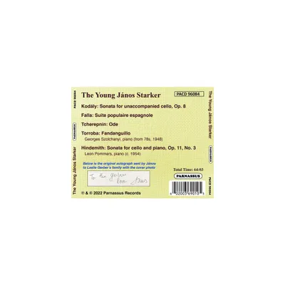 Janos Starker - The Young Janos Starker (CD)