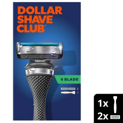 Dollar Shave Club 6-Blade Mens Razor Starter Set - 1 Handle + 2 Cartridges