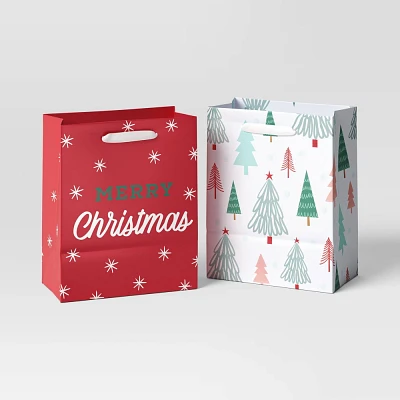 2ct Cub Christmas Gift Bag Trees/Merry Christmas - Wondershop