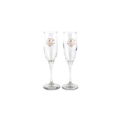 2ct 50th Anniversary Champagne Flutes