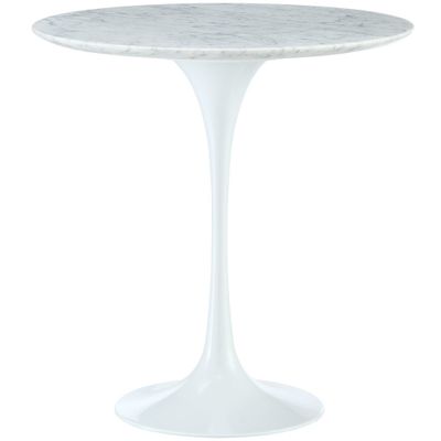 Lippa 20 Marble Side Table White - Modway: Durable Aluminum Pedestal Base, No Assembly Required