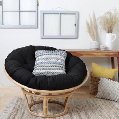 44 x 44 x 4 Papasan Outdoor Chair Cushion Black - Sorra Home