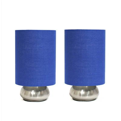 Creekwood Home 9 Chic Elongated Shade Mini Touch Lamp Brushed Nickel with Blue Shade