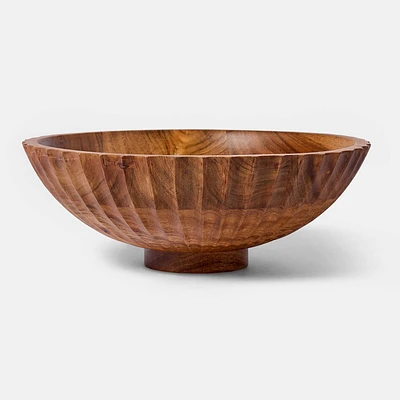 Acacia Wood Bowl - Threshold designed with Studio McGee: Ribbed Surface, Raised Base, Decorative Centerpiece