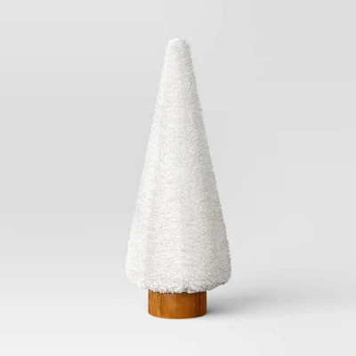 Christmas 22x8.25 Fabric Boucle Tree Cream - Threshold