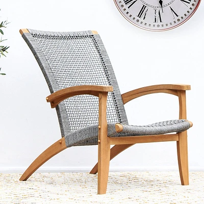 Cambridge Casual Dunham Teak Wood Outdoor Lounge Chair: Indonesian Teak, Poly-Rope Design, Weather-Resistant