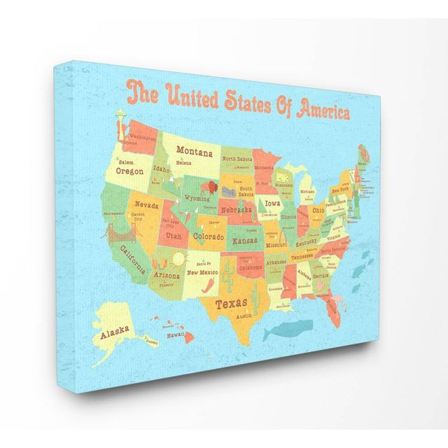 16x1.5x20 United States of America Usa Kids Map Stretched Canvas Wall Art - Stupell Industries