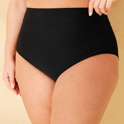 Womens High Waist Tummy Control Full Coverage Bikini Bottom