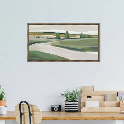 Amanti Art 27x14 Peaceful Green Landscape by Jacob Q Framed Canvas Wall Art Print