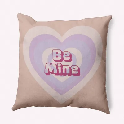 16x16 Valentines Day Be Mine Square Throw Pillow Sunwashed Brick - e by design: Indoor Polyester Twill, Quote Pattern