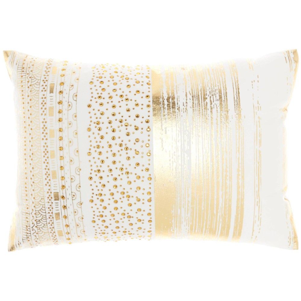 14x20 Oversize Luminescence Metallic Printed Lumbar Throw Pillow - Mina Victory: Beaded