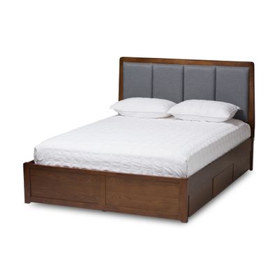 Brannigan Fabric Upholstered Storage Platform Bed with 6 Drawers - Baxton Studio