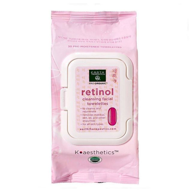 Earth Therapeutics Makeup Remover Wipes with Retinol - Unscented - 30ct