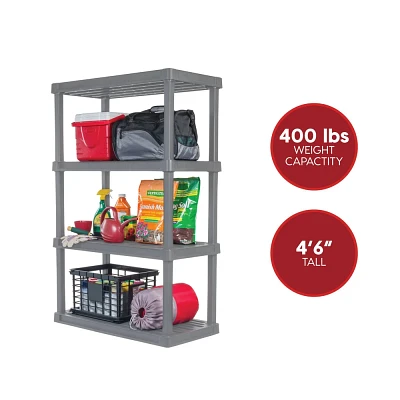 IRIS Plastic Heavy Duty 4 Tier Utility Shelf Gray