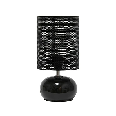 Simple Designs 10.04 Mesh Around Bedside Mini Ceramic Table Lamp with Matching Mesh Shade